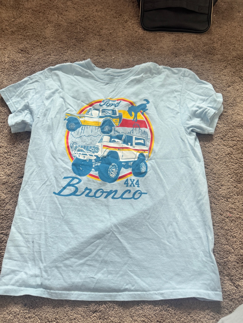 Ford Light Blue Bronco Graphic Tee - Blue, Yellow, Red
